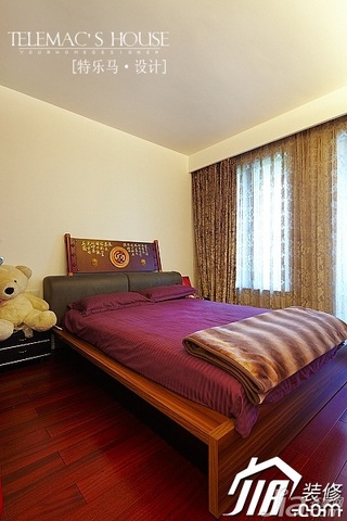 新古典风格公寓温馨暖色调富裕型140平米以上卧室床图片