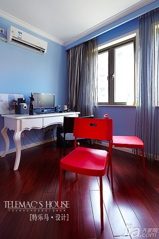 新古典风格公寓暖色调富裕型140平米以上书房书桌效果图