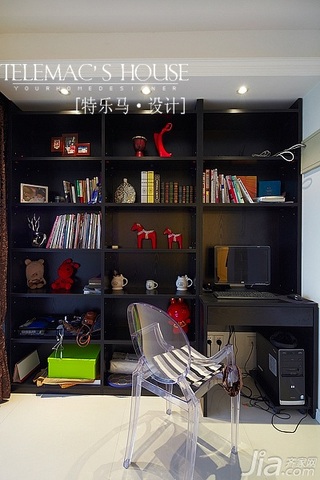新古典风格公寓暖色调富裕型140平米以上书房书桌图片
