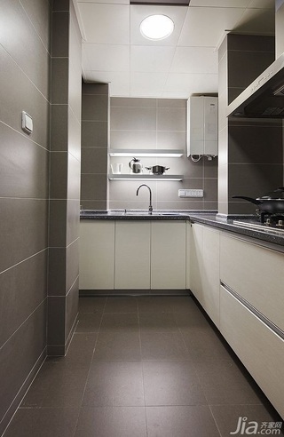 简约风格公寓大气褐色富裕型厨房橱柜安装图