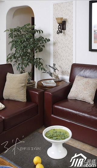 三米设计美式乡村风格公寓富裕型130平米客厅沙发效果图