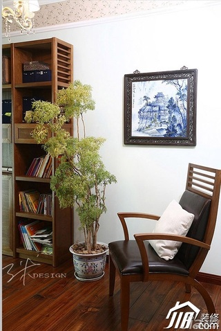 三米设计美式乡村风格公寓富裕型130平米书房沙发图片