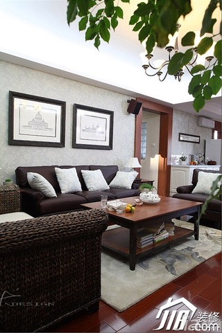 三米设计美式风格二居室经济型130平米客厅沙发图片
