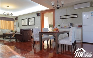 三米设计美式风格二居室经济型130平米餐厅餐桌图片