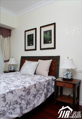 三米设计美式风格二居室经济型130平米卧室床图片
