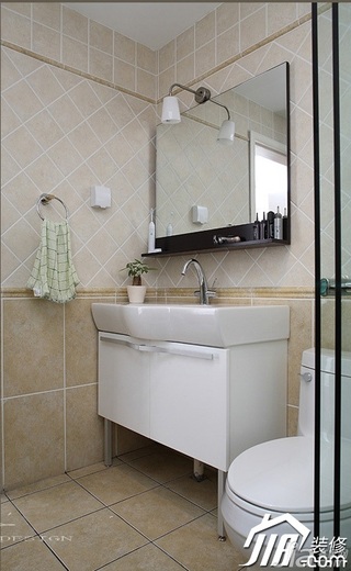 三米设计美式风格二居室经济型130平米卫生间洗手台图片
