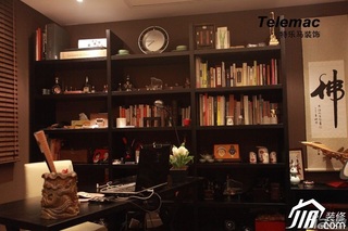 二居室时尚褐色富裕型140平米以上书房书架图片