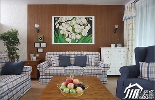 三米设计田园风格公寓小清新经济型130平米客厅窗帘图片