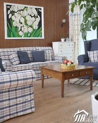 三米设计田园风格公寓经济型130平米客厅沙发效果图