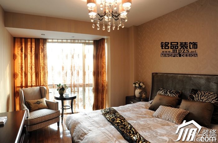 新古典风格,豪华型装修,别墅装修,卧室,床,沙发,窗帘