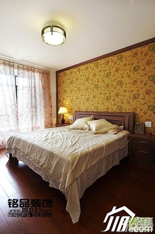 中式风格三居室5-10万卧室窗帘图片