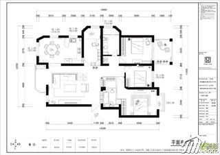 中式风格三居室5-10万设计图
