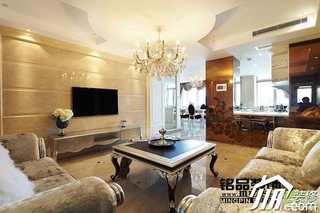 新古典风格三居室5-10万客厅电视背景墙茶几效果图
