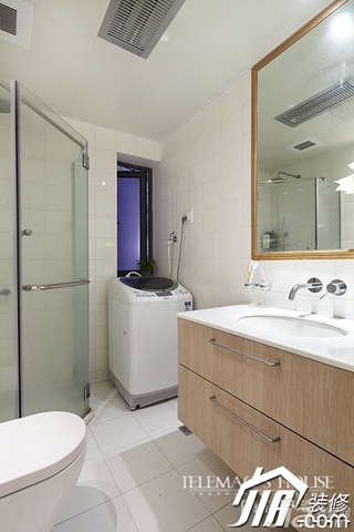 宜家风格二居室温馨米色富裕型卫生间洗手台图片