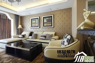 简约风格三居室富裕型客厅壁纸婚房设计图