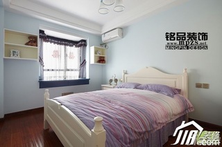 简约风格三居室蓝色富裕型卧室飘窗床婚房设计图