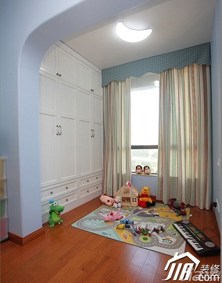 三米设计混搭风格别墅富裕型儿童房窗帘效果图