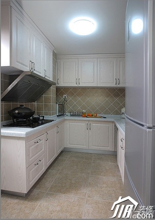三米设计混搭风格别墅白色富裕型厨房橱柜图片