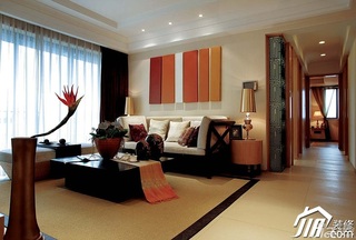 混搭风格二居室温馨原木色豪华型客厅沙发效果图