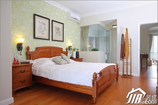 三米设计田园风格复式富裕型卧室壁纸图片