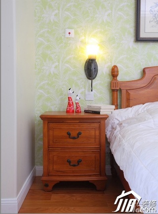 三米设计田园风格复式富裕型卧室壁纸图片