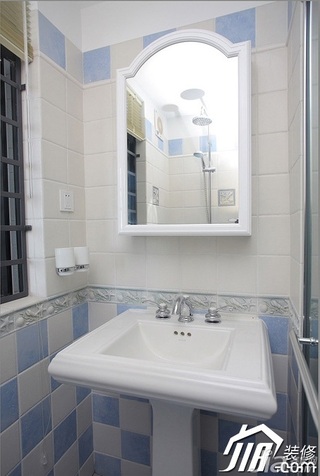 三米设计田园风格复式富裕型卫生间洗手台效果图