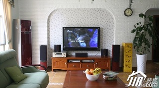 三米设计混搭风格公寓经济型130平米客厅电视背景墙设计