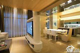 简约风格别墅奢华米色富裕型140平米以上客厅隔断餐桌效果图