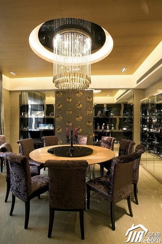 简约风格别墅奢华米色富裕型140平米以上餐厅灯具效果图