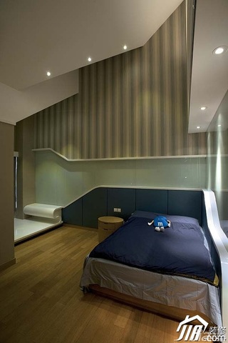 简约风格别墅奢华米色富裕型140平米以上卧室卧室背景墙壁纸图片
