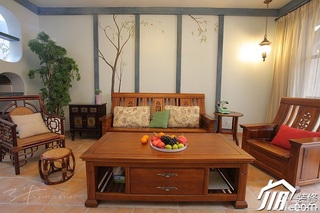 三米设计混搭风格别墅富裕型客厅沙发背景墙茶几效果图