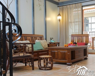 三米设计混搭风格别墅富裕型客厅沙发效果图