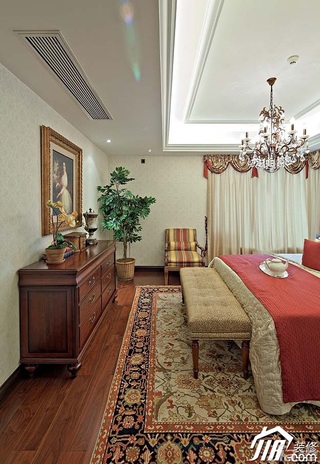 新古典风格二居室古典原木色豪华型140平米以上卧室灯具效果图