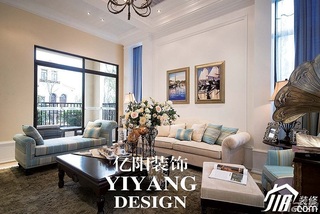地中海风格三居室时尚富裕型客厅沙发背景墙沙发图片