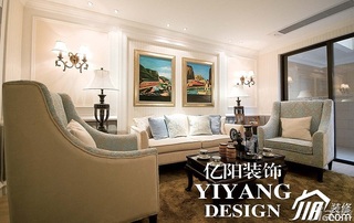 地中海风格三居室时尚富裕型客厅沙发背景墙沙发效果图