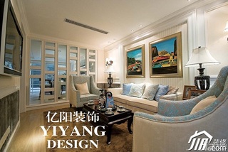 地中海风格三居室时尚富裕型客厅沙发背景墙沙发图片
