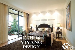 地中海风格三居室时尚富裕型卧室卧室背景墙床图片