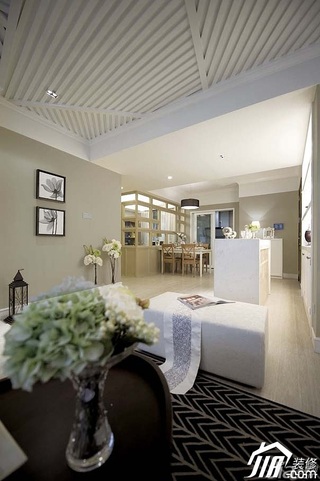 简约风格公寓白色豪华型客厅吊顶效果图