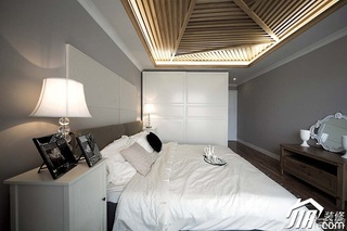 简约风格公寓白色豪华型卧室吊顶床图片