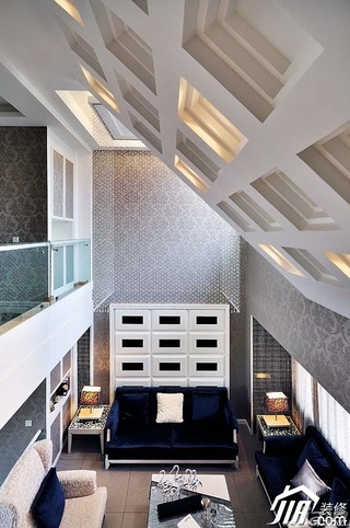 简约风格复式时尚黑色豪华型140平米以上客厅沙发图片