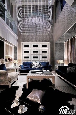 简约风格复式时尚黑色豪华型140平米以上客厅沙发背景墙沙发效果图