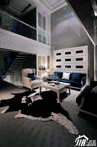 简约风格复式时尚黑色豪华型140平米以上客厅沙发背景墙沙发图片