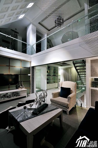 简约风格复式时尚黑色豪华型140平米以上客厅沙发效果图