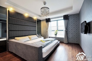 简约风格复式时尚黑色豪华型140平米以上卧室卧室背景墙床图片
