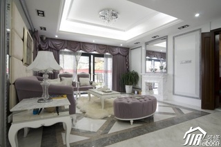 欧式风格别墅浪漫白色豪华型140平米以上客厅沙发图片