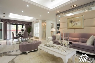欧式风格别墅浪漫白色豪华型140平米以上客厅沙发背景墙沙发效果图