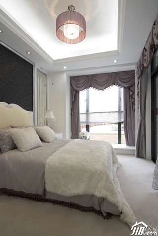 欧式风格别墅浪漫白色豪华型140平米以上卧室床效果图