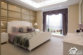 欧式风格别墅浪漫白色豪华型140平米以上卧室床图片
