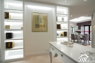 欧式风格别墅浪漫白色豪华型140平米以上书房书桌图片