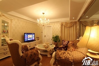 欧式风格二居室温馨豪华型80平米客厅电视柜图片